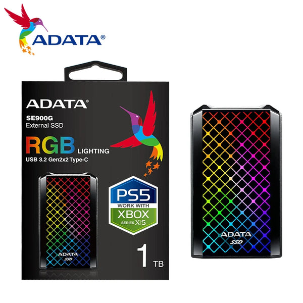 ADATA-Disco Rígido SSD Externo para PS5, Unidade de Estado Sólido, Memória, Nova Chegada, SE900G, PSSD, RGB, 512 GB, 1TB, 2TB, Tipo-C