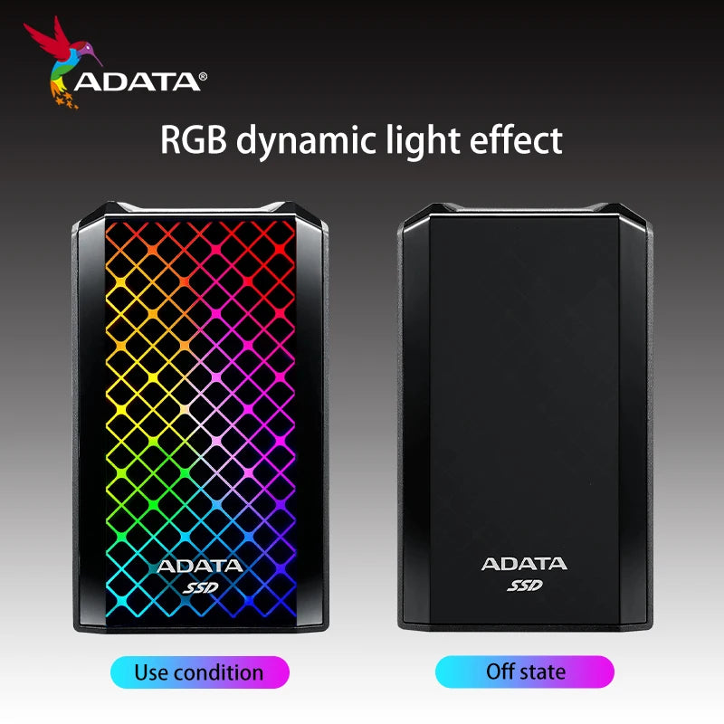 ADATA-Disco Rígido SSD Externo para PS5, Unidade de Estado Sólido, Memória, Nova Chegada, SE900G, PSSD, RGB, 512 GB, 1TB, 2TB, Tipo-C