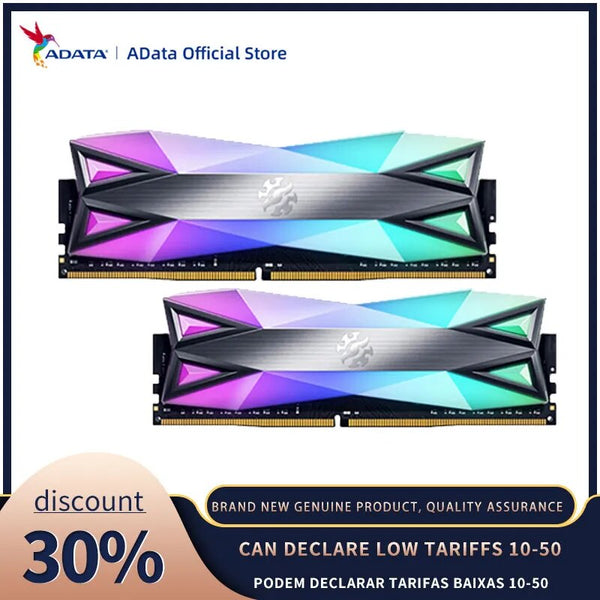 ADATA-XPG Módulo RAM de memória Desktop, DDR4, PC4, 3200Mhz, 3600Mhz, DIMM para computador, 8GB x 2Pcs, 16GB x 2Pcs, D60G RGB, PC