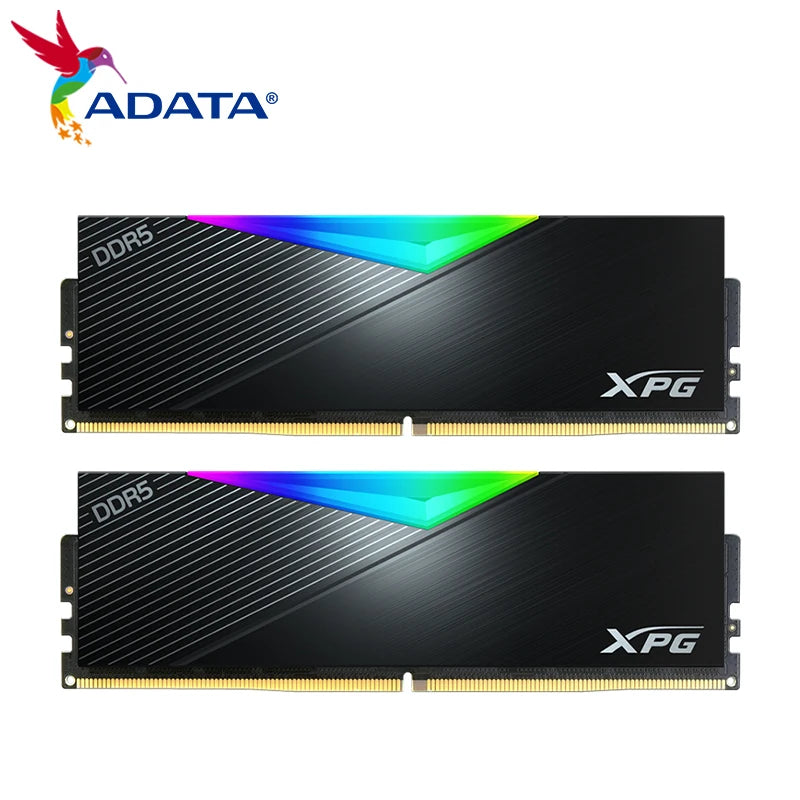 ADATA-XPG Módulo de Memória RGB LANCER, RAM DDR5, Série 2 Pacotes, 16GB x 2, 32GB x 2, 6000mhz, 6400mhz, Desktop, PC