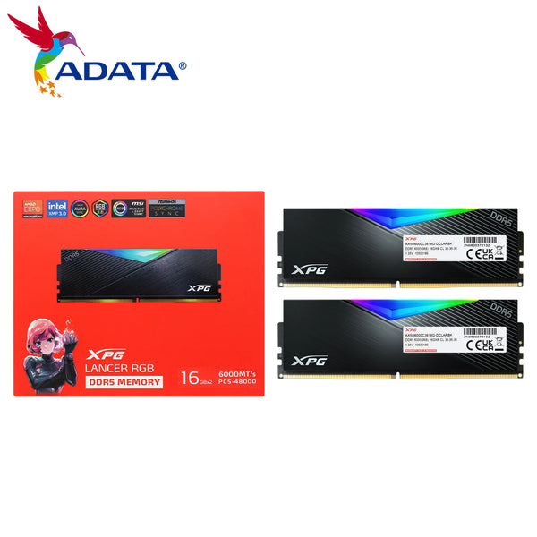 ADATA-XPG Módulo de Memória RGB LANCER, RAM DDR5, Série 2 Pacotes, 16GB x 2, 32GB x 2, 6000mhz, 6400mhz, Desktop, PC
