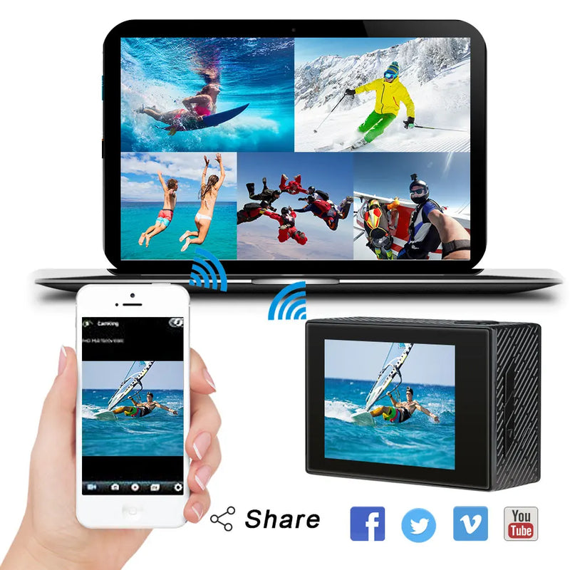 AKASO-Brave 4 Câmara de Vídeo Subaquática, Controlo Remoto, Zoom 5X, Ultra HD, 20MP, 30M, 2 Baterias, 4K