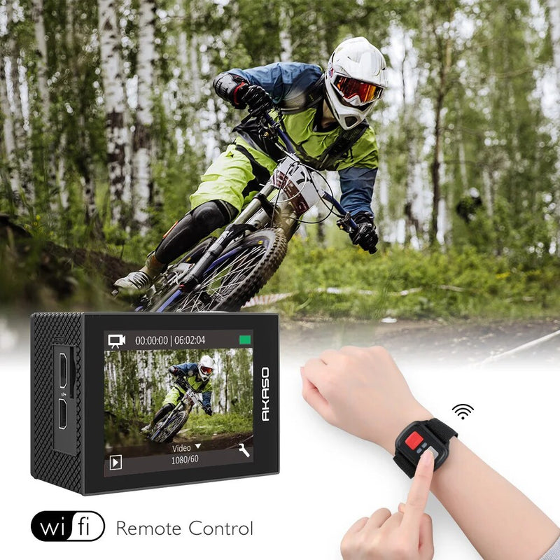 AKASO-Câmera de ação impermeável com controle remoto, AKASO EK7000 Pro, Câmera subaquática de 20MP, 4K, Tela sensível ao toque, 40m