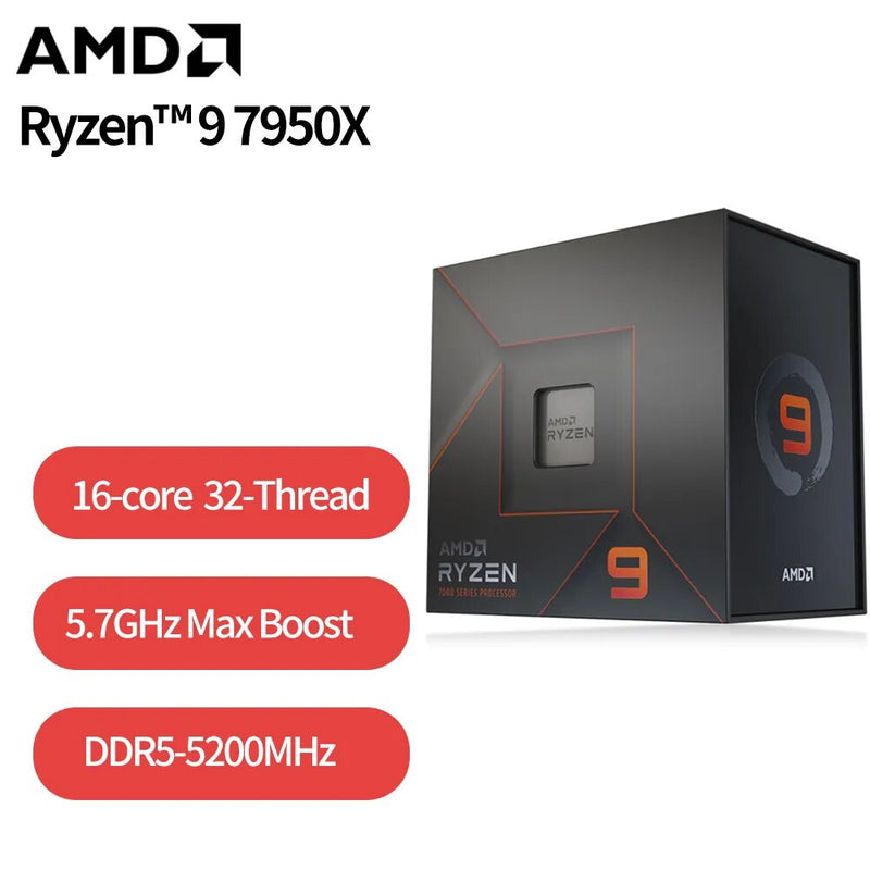 AMD Ryzen 9 7950X Novo CPU R9 7950X Brand New 16-Core 32 Thread Processador 5NM 128M Soquete AM5 Desktop Game Integrado Chips