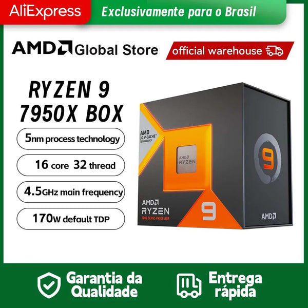 AMD Ryzen 9 7950X Novo CPU R9 7950X Brand New 16-Core 32 Thread Processador 5NM 128M Soquete AM5 Desktop Game Integrado Chips