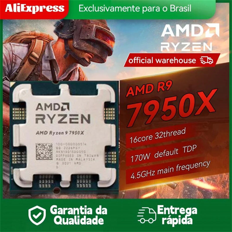 AMD Ryzen 9 7950X Novo CPU R9 7950X Brand New 16-Core 32 Thread Processador 5NM 128M Soquete AM5 Desktop Game Integrado Chips