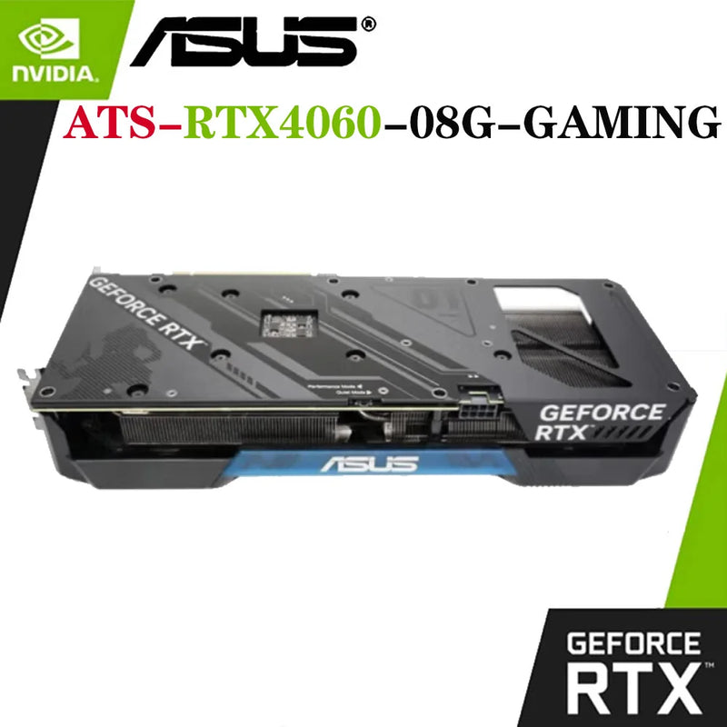 ASUS-ATS-RTX4060-O8G Placa Gráfica Gaming, 17000MHz, GDDR6, Overlocking Fans Triplo, 128bit, 8Pin, PCI-E 4.0, Série RTX 40, Placa de Vídeo