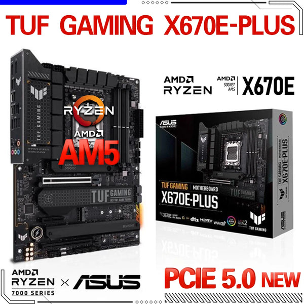 ASUS-ATX Placa-mãe DDR5, AMD AM5, Suporte Ryzen, 7600X, 7700X, 7900X, 7950X, PCIe 5.0, M.2, Jogos TUF, X670E, Plus Gamer, 128G, Desktop
