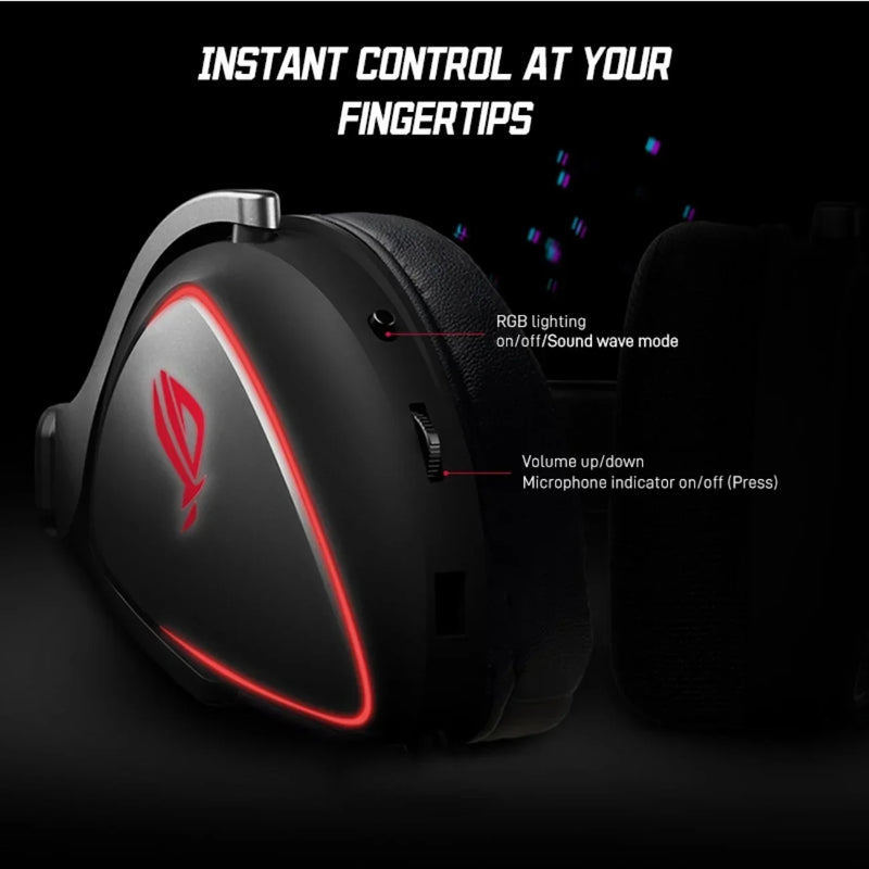 ASUS-ROG Delta RGB Elite Edition Headset Jogo Microfone, Redução de Ruído, Linha Virtual, 7.1 Canais, Efeito Lâmpada Respiração Removível