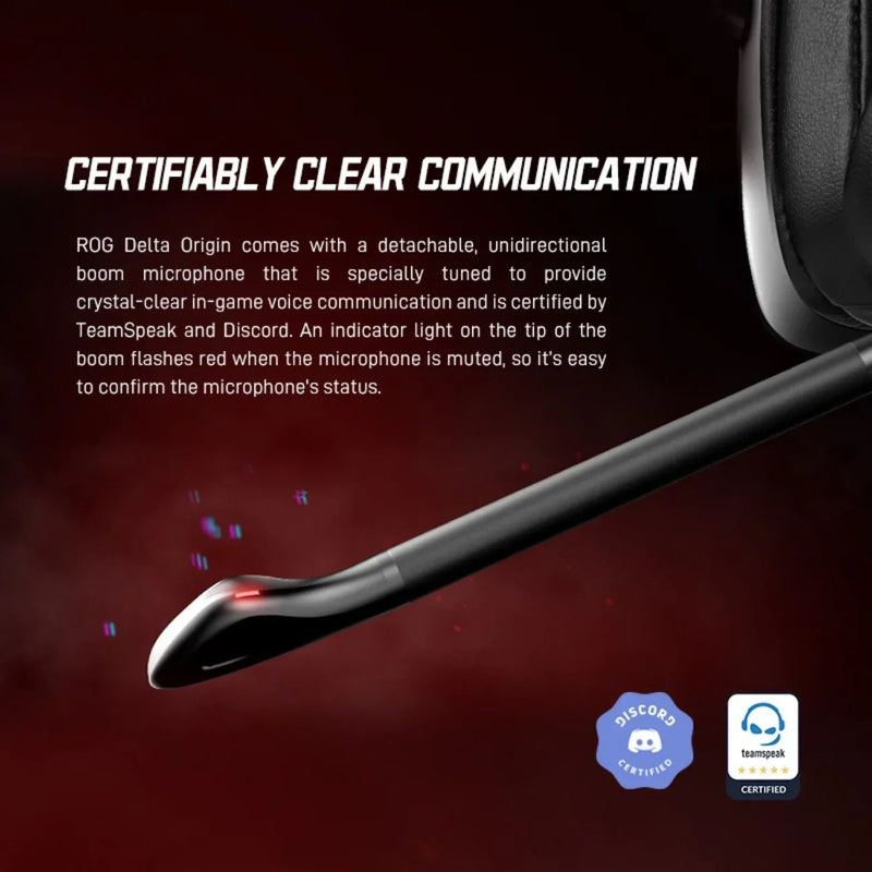 ASUS-ROG Delta RGB Elite Edition Headset Jogo Microfone, Redução de Ruído, Linha Virtual, 7.1 Canais, Efeito Lâmpada Respiração Removível