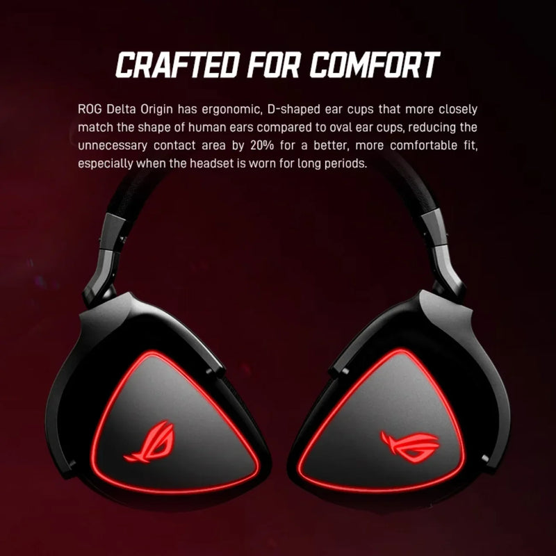 ASUS-ROG Delta RGB Elite Edition Headset Jogo Microfone, Redução de Ruído, Linha Virtual, 7.1 Canais, Efeito Lâmpada Respiração Removível