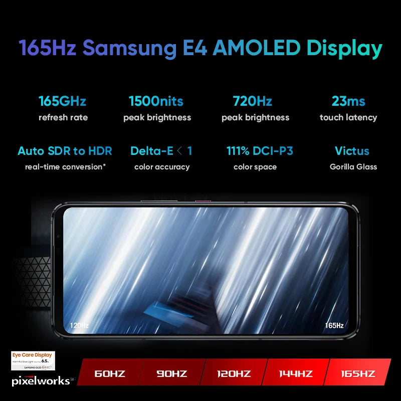 ASUS-ROG Jogos de Carregamento Rápido Pro Phone 7, Snapdragon 8 Gen 2, 6.78 ", 165Hz AMOLED, 6000mAh, 65W, ROG 7, 7 Pro, Novo, 2023