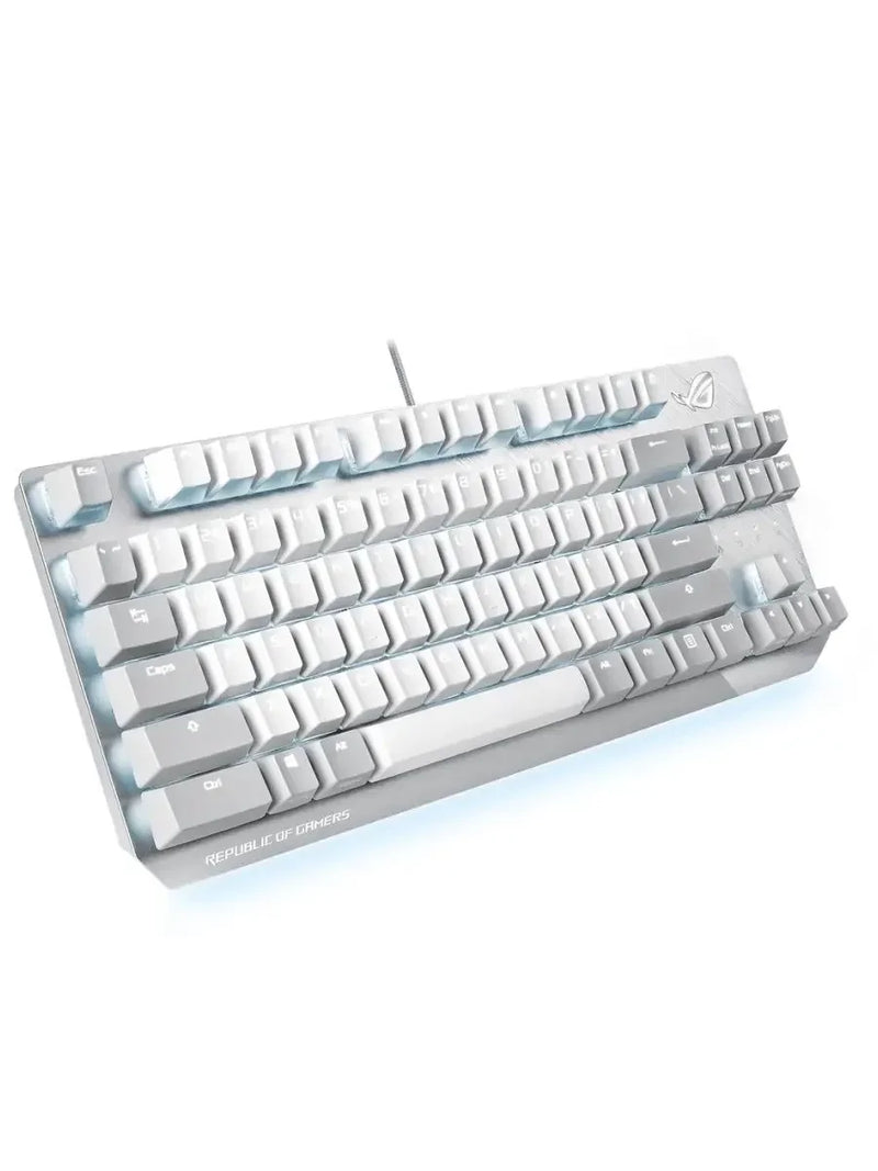 ASUS ROG Strix Scope NX TKL Jogador Luar Branco Wired RGB Teclado Mecânico para Jogos | Moldura de Alumínio | Aura Sync Lighting