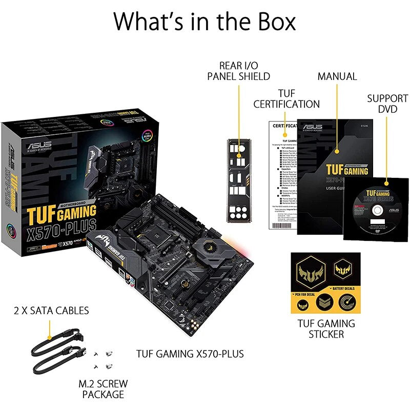 ASUS-TUF Gaming X570 Plus, AMD 4, Ryzen 3, Ryzen 5000 e 3ª Geração, Suporte a Motherboard ATX, R3, R5, R7, R9 Desktop, CPU AM4, Novo