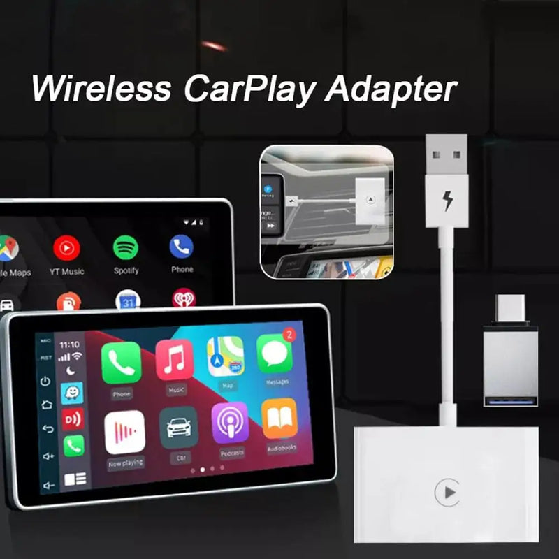Adaptador Auto Car sem fio para iPhone, Dongle Apple, Plug Play, 5GHz WiFi, Atualização Online