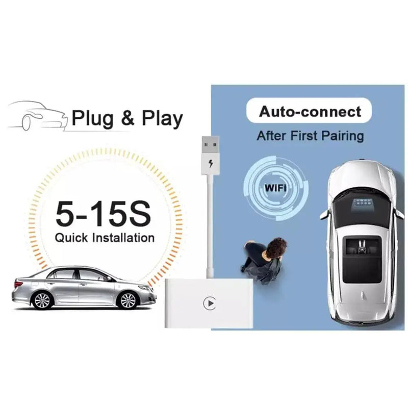 Adaptador Auto Car sem fio para iPhone, Dongle Apple, Plug Play, 5GHz WiFi, Atualização Online