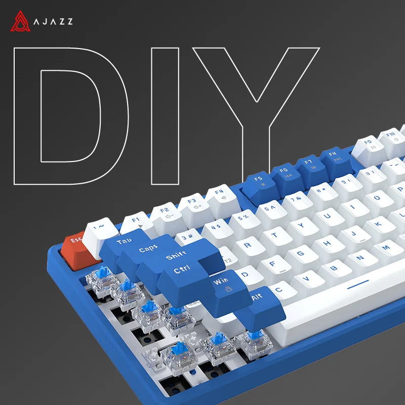 Ajazz-Teclado Gaming Mecânico, Hot Swappable, 87 Chaves, Sem Fio, 2.4g, Ergonômico, Hot Swap, Escritório, PC Gamer, AK871