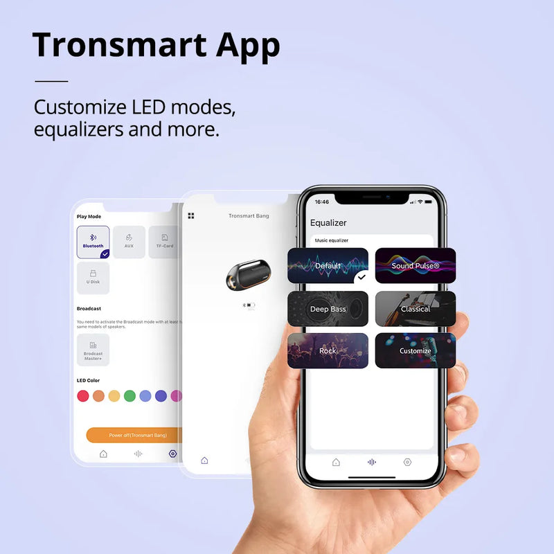 Alto-falante Bluetooth Tronsmart Bang, Festa portátil ao ar livre, Controle de aplicativos, Baixo pesado, IPX6 impermeável, 60W