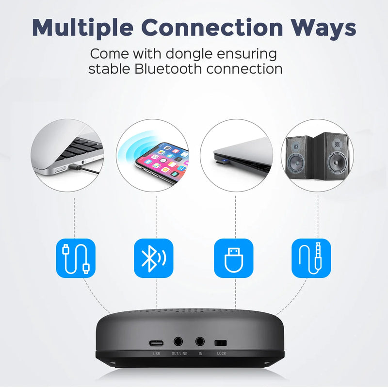 Alto-falantes Bluetooth com microfone para 8 pessoas, adequado para computador de conferência, Skype e negócios