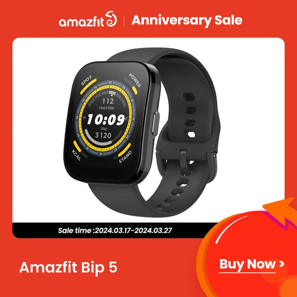 Amazfit-Bip 5 Smartwatch com Alexa integrado, 70 + modos esportivos, 120 + modos esportivos, Android, telefone iOS, novo