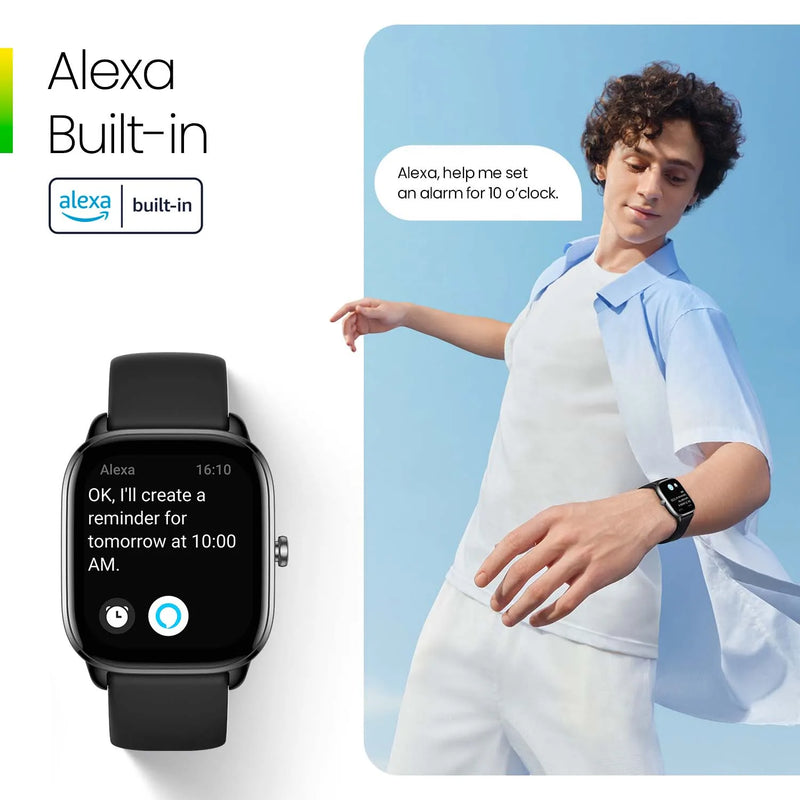 Amazfit-Mini Smartwatch GTS 4 com Alexa, frequência cardíaca integrada de 24H, 120 modos esportivos, relógio inteligente, aplicativo Zepp, novo