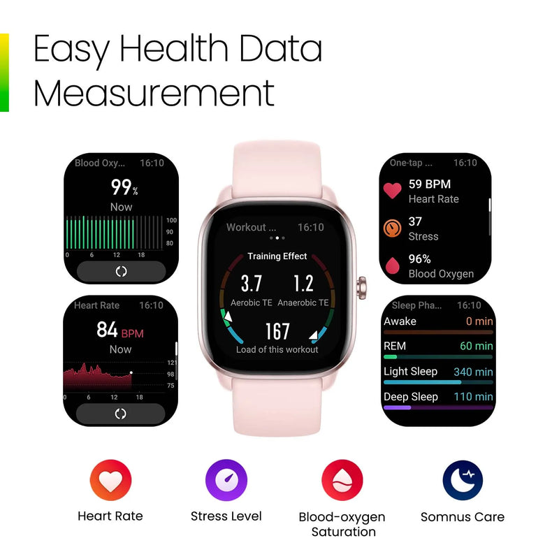 Amazfit-Mini Smartwatch GTS 4 com Alexa, frequência cardíaca integrada de 24H, 120 modos esportivos, relógio inteligente, aplicativo Zepp, novo