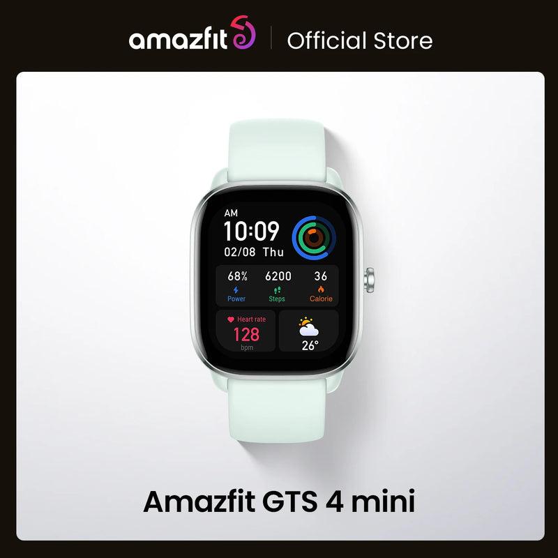Amazfit-Mini Smartwatch GTS 4 com Alexa, frequência cardíaca integrada de 24H, 120 modos esportivos, relógio inteligente, aplicativo Zepp, novo