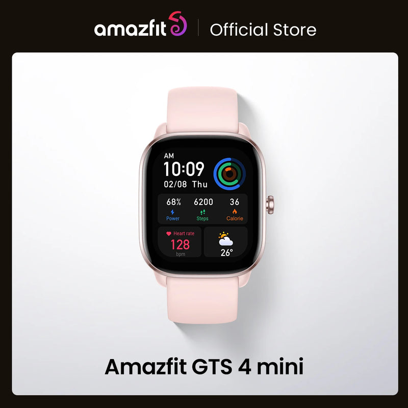 Amazfit-Mini Smartwatch GTS 4 com Alexa, frequência cardíaca integrada de 24H, 120 modos esportivos, relógio inteligente, aplicativo Zepp, novo