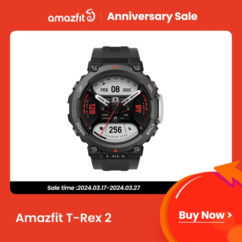 Amazfit-T Rex 2 Smart Watch, importação de rota de banda dupla, 150 + modos esportivos integrados, novo smartwatch