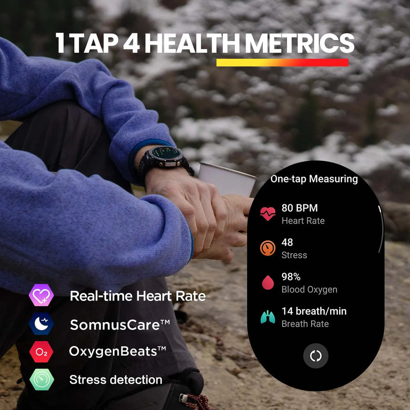 Amazfit-T Rex 2 Smart Watch, importação de rota de banda dupla, 150 + modos esportivos integrados, novo smartwatch