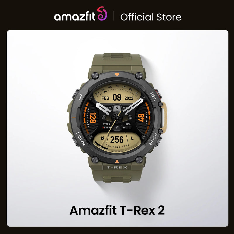Amazfit-T Rex 2 Smart Watch, importação de rota de banda dupla, 150 + modos esportivos integrados, novo smartwatch