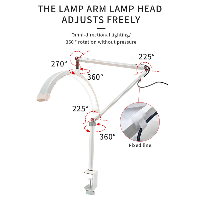 Andoer-Desktop LED Ring Light, Half-moon Shaped, Regulável, Salão de beleza, Maquiagem, Live Streaming, Desktop, HD-M3X, 3000K-6000K