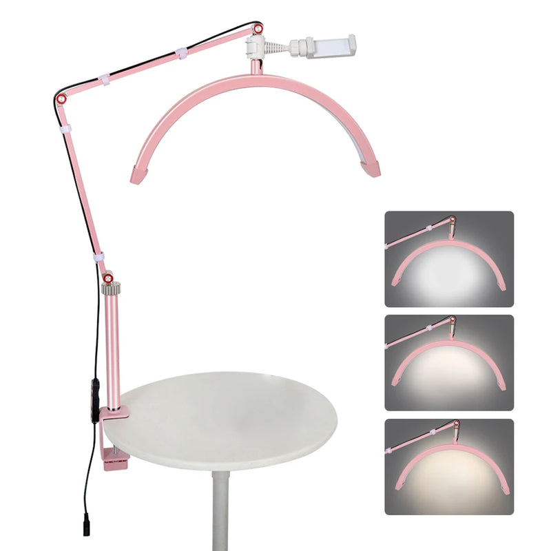 Andoer-Desktop LED Ring Light, Half-moon Shaped, Regulável, Salão de beleza, Maquiagem, Live Streaming, Desktop, HD-M3X, 3000K-6000K