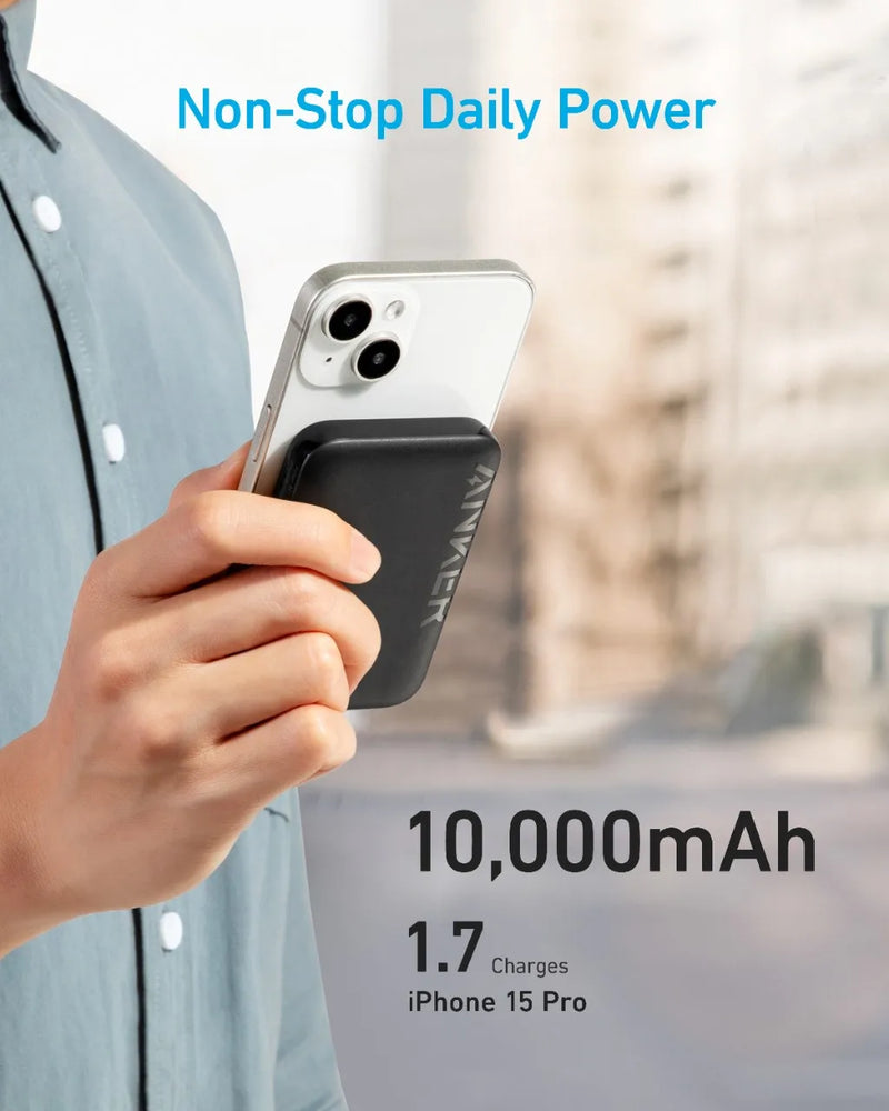 Anker-Banco de energia magnética sem fio, carregador portátil, bateria de carregamento rápido, USB-C Compatível com Magsafe, 10.000 mAh, 20W
