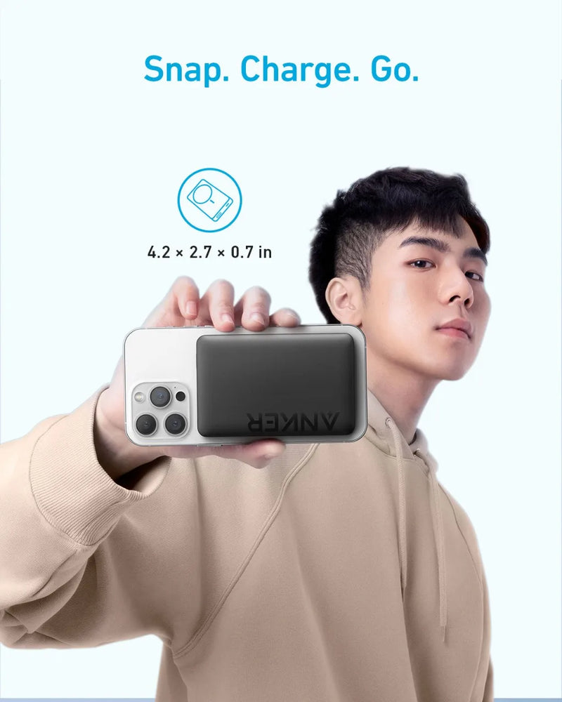 Anker-Banco de energia magnética sem fio, carregador portátil, bateria de carregamento rápido, USB-C Compatível com Magsafe, 10.000 mAh, 20W