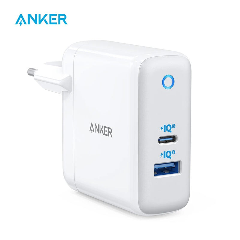 Anker-Carregador USB C Dual Port, 60W, PIQ 3.0, GaN Tech, 2 Portas, PowerPort, Atom III, Carregador de Viagem com 45W