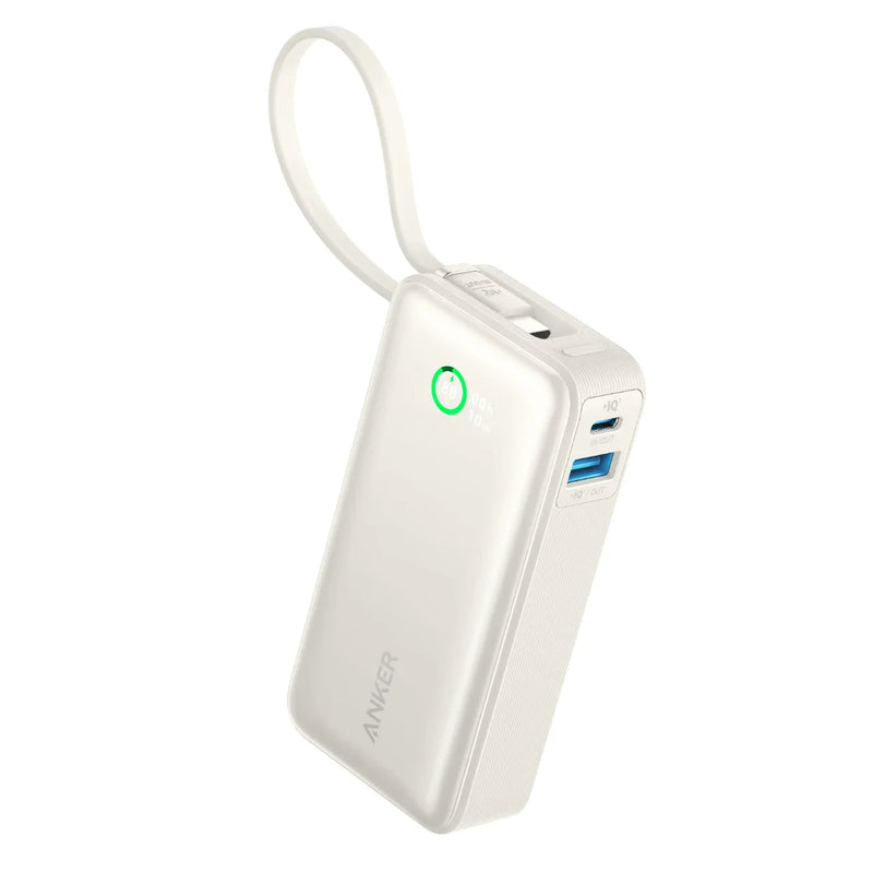 Anker-Nano Power Bank portátil, 10000mAh, PD, 30W, bateria sobressalente, banco de potência portátil, cabo USB-C embutido para iPhone 15, Android