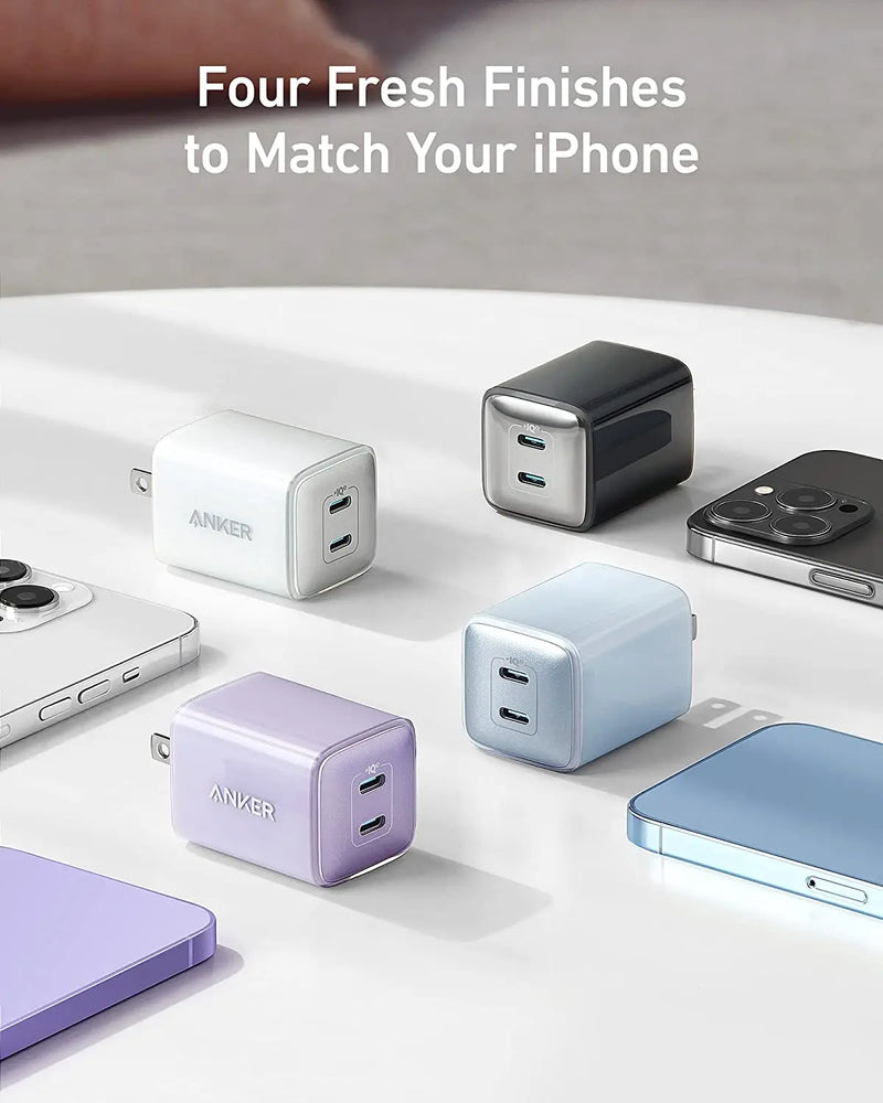 Anker-Nano Pro Carregador Rápido Compacto de Porta Dupla, Carregador USB C para iPhone 14 e 13 Mini,Xiaomi, 40W, PIQ 3.0, 521