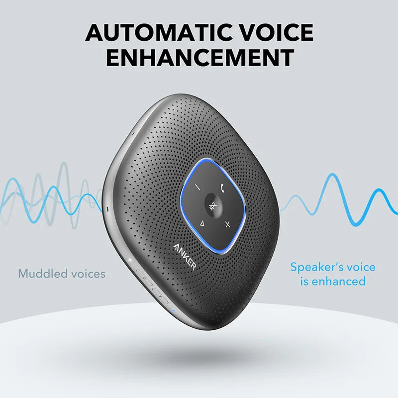 Anker-PowerConf Bluetooth Conference Speaker, captador voz melhorada, 24H tempo de chamada, 6 microfones