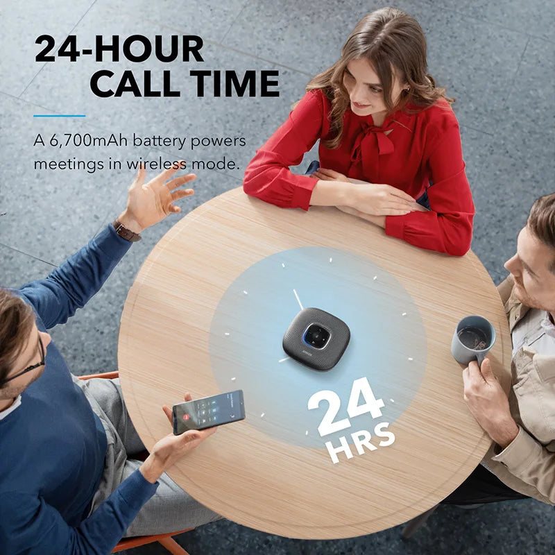 Anker-PowerConf Bluetooth Conference Speaker, captador voz melhorada, 24H tempo de chamada, 6 microfones