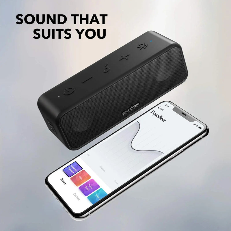 Anker-Soundcore 3 Alto-falante Bluetooth com som estéreo, reprodução 24H, IPX7 impermeável, diafragma de titânio puro