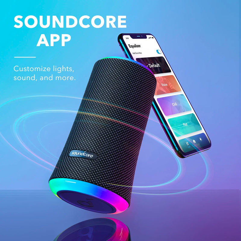 Anker-Soundcore Flare 2 Alto-falante Bluetooth sem fio, IPX7 portátil à prova d'água, Sports 360 Sound para festa de quintal, original, 20W