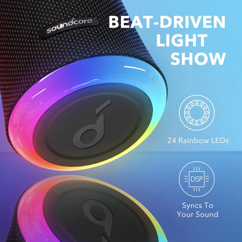 Anker-Soundcore Flare 2 Alto-falante Bluetooth sem fio, IPX7 portátil à prova d'água, Sports 360 Sound para festa de quintal, original, 20W