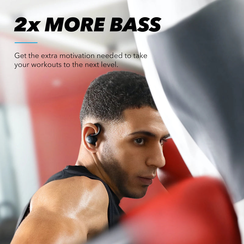 Anker-Soundcore Sport Bluetooth 5.2 Fones de ouvido, fones de ouvido IPX7 impermeáveis, sweatproof, ganchos rotativos, graves profundos, X10