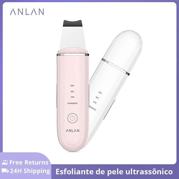 Anlan Máquina de lavar ultra-sônica de pele, máquina de limpeza facial profunda, pá de peeling, limpador de poros faciais, máquina de levantamento de purificador de pele facial