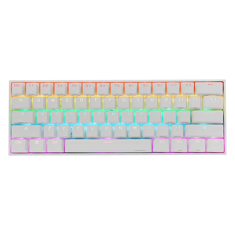 Anne pro 2 rgb teclado mecânico do jogo, 61 chaves, sem fio, bluetooth 5.0, interruptor azul, portátil, destacável, mini