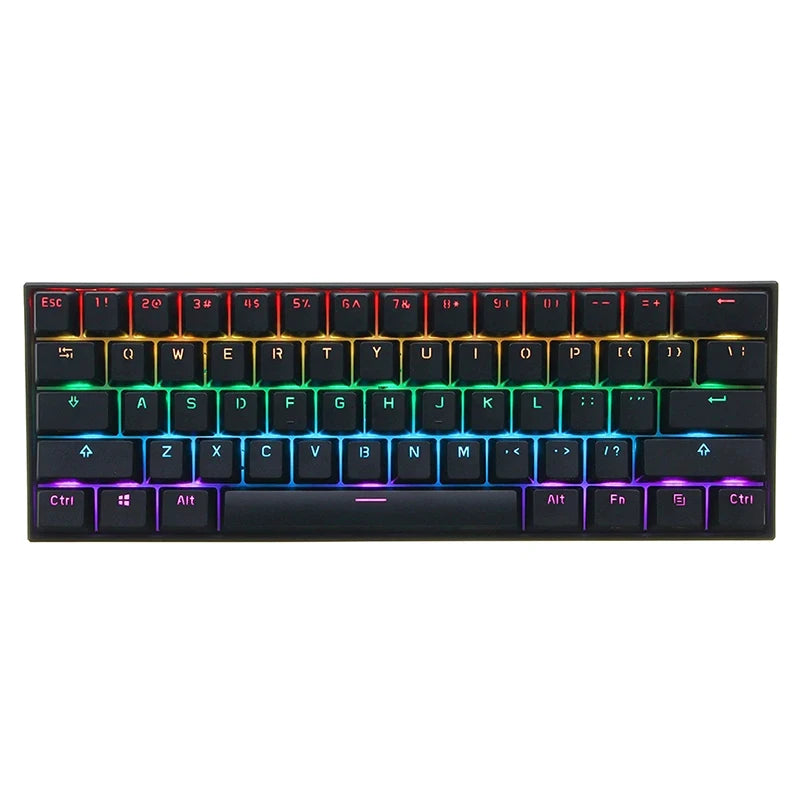 Anne pro 2 rgb teclado mecânico do jogo, 61 chaves, sem fio, bluetooth 5.0, interruptor azul, portátil, destacável, mini