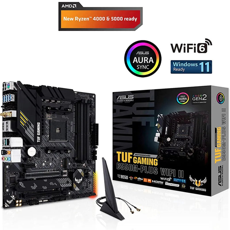 Asus-TUF Gaming Motherboard, B550M Plus, WI-FI II, Micro-ATX, DDR4, 4600 MHz, Conjunto de Mineração 128G, AM4, Suporte para CPU AMD Ryzen, Novo
