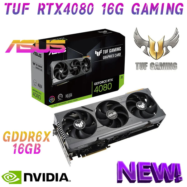 Asus novo tuf rtx 4080 16g placa gráfica de jogos gddr6x 16gb placas de vídeo gpu 256bit nvidia rtx4080 pcie4.0 oc modo 2535 mhz CUDA Core 9728 HDMI DisplayPort suporta Intel AMD CPU Motherboard para jogos de PC