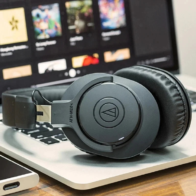Audio Technica-ATH-M20xBT Wired ou Wireless Professional Monitor Headphones, Bluetooth Dobrável, HiFi Bass, Fones De Música, Original